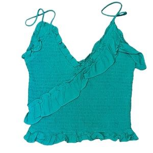 Olivaceous brand teal crop top